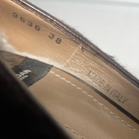 BALDAN sz 38 brown sude and tigre print poyhair plataform made in italy - Picture 14 of 15